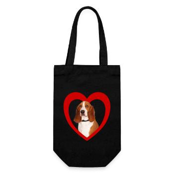 Dog Lovers - Dogs Heart - Basset Hound - Gift Bag for Bottles - black - Front