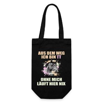 Tuniertrottel ich mach hier alles Pferd Rappe - Geschenkbeutel für Flaschen - Schwarz - Vorne