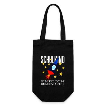 Schulkind Endlich Durchstarten - Geschenkbeutel für Flaschen - Schwarz - Vorne