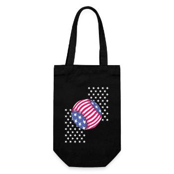 Baseball mit Amerika Flagge - Geschenkbeutel für Flaschen - Schwarz - Vorne