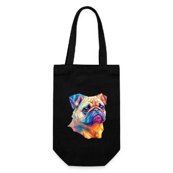 Polygon Kunst Mops Hund Design Hunde Liebhaber - Geschenkbeutel für Flaschen - Schwarz - Vorne
