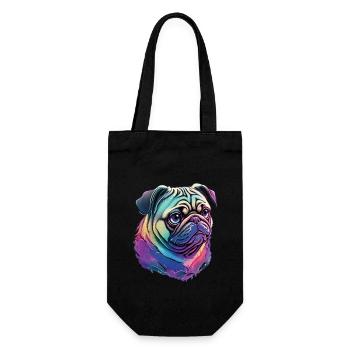 Süßer Mops - Das ultimative Hundeliebhaber Design - Geschenkbeutel für Flaschen - Schwarz - Vorne