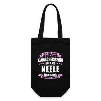 Name Neele Vorname Klugscheisserin Namenstag - Geschenkbeutel für Flaschen - Schwarz - Vorne
