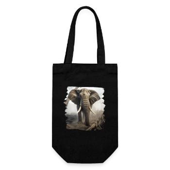 Elephant realistic elephant - Gift Bag for Bottles - black - Front