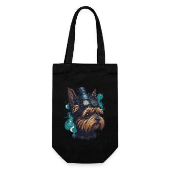 Steampunk Yorkshire Terrier vintage Retro Hund - Geschenkbeutel für Flaschen - Schwarz - Vorne
