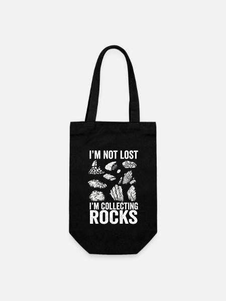 Ich bin nicht verloren Ich sammle Steine Lustige Geologie - Geschenkbeutel für Flaschen - Schwarz