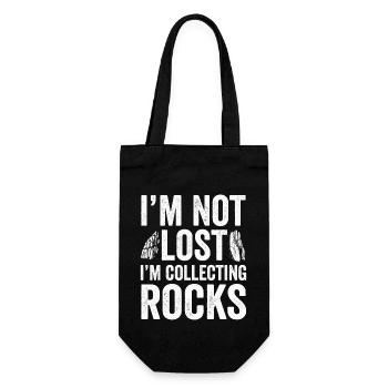 Ich bin nicht verloren Ich sammle Steine Lustige Geologie - Geschenkbeutel für Flaschen - Schwarz - Vorne