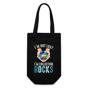 Ich bin nicht verloren Ich sammle Steine Lustige Geologie - Geschenkbeutel für Flaschen - Schwarz - Vorne