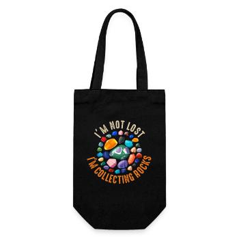 Ich bin nicht verloren Ich sammle Steine Lustige Geologie - Geschenkbeutel für Flaschen - Schwarz - Vorne