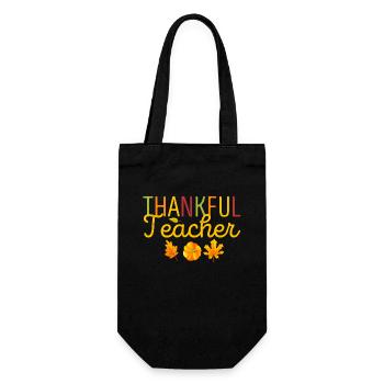 Thankful Teacher Thanksgiving Day Lustige Herbst - Geschenkbeutel für Flaschen - Schwarz - Vorne