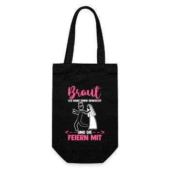 Braut Hochzeit Heiraten Junggesellenabschied - Geschenkbeutel für Flaschen - Schwarz - Vorne