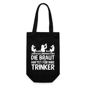 Braut Hochzeit Heiraten Junggesellenabschied - Geschenkbeutel für Flaschen - Schwarz - Vorne