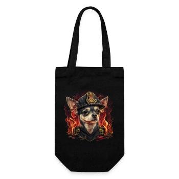 Chihuahua - Feuerwehrmann Feuerwehr Hund Männer - Geschenkbeutel für Flaschen - Schwarz - Vorne