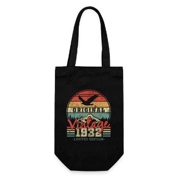 Orig. 1932 91/92 y. Vintage Birthday Retro - Gift Bag for Bottles - black - Front