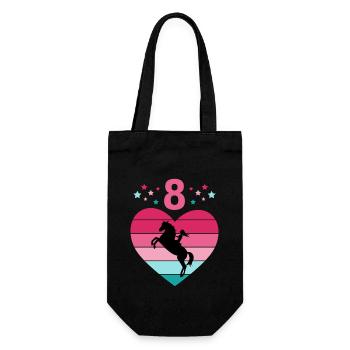 Reiterin Pferd Reitsport 8. Geburtstag Pony Reiten - Geschenkbeutel für Flaschen - Schwarz - Vorne