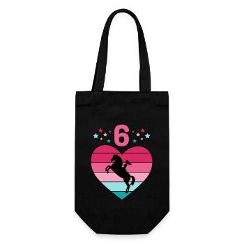 Reiterin Pferd Reitsport 6. Geburtstag Pony Reiten - Geschenkbeutel für Flaschen - Schwarz - Vorne