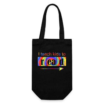 I Teach Kids To Read Science Teachers Reading - Gift Bag for Bottles - black - Front