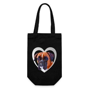 Hundeliebhaber - Hunde Herz - Deutscher Boxer - Geschenkbeutel für Flaschen - Schwarz - Vorne
