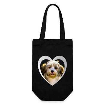 Amoureux des chiens - Cœur de chien - Havanais - Sac à bouteille - noir - Devant