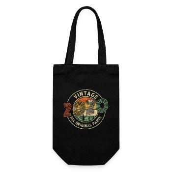 2020 Geburtstag Vintage All Original Parts - Geschenkbeutel für Flaschen - Schwarz - Vorne