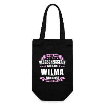 Name Wilma Vorname Klugscheisserin Namenstag - Geschenkbeutel für Flaschen - Schwarz - Vorne