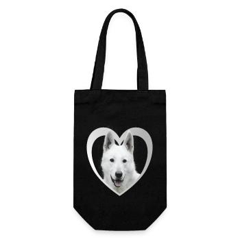 Dog Lover - Dog Heart - White Shepherd Dog - Gift Bag for Bottles - black - Front