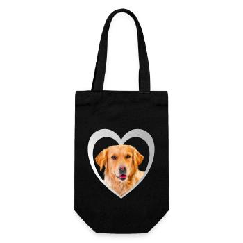 Dog Lovers - Dogs Heart - Golden Retriever - Gift Bag for Bottles - black - Front