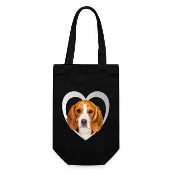 Amoureux des chiens - Cœur de chien - Beagle - Sac à bouteille - noir - Devant
