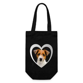 Hundeliebhaber - Hunde Herz - Jack Russel Terrier - Geschenkbeutel für Flaschen - Schwarz - Vorne