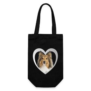 Dog Lovers - Dogs Heart - Sheltie - Gift Bag for Bottles - black - Front