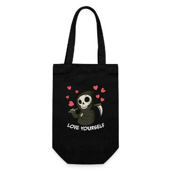 Liebe dich selbst - Selfcare - Geschenkbeutel für Flaschen - Schwarz - Vorne