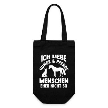 Hunde Pferdeliebhaber Hundeliebhaber Pferde - Geschenkbeutel für Flaschen - Schwarz - Vorne
