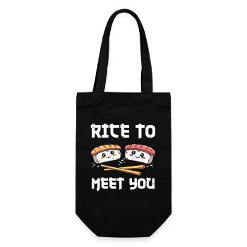 Rice to Meet you - Japan Sushi - Geschenkbeutel für Flaschen - Schwarz - Vorne