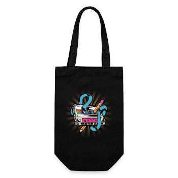 80's Cassette Tape 1990s Pencil Winding Cassette - Gift Bag for Bottles - black - Front