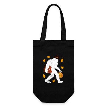 Bigfoot Pilgrim Truthahn Kürbis Thanksgiving Day - Geschenkbeutel für Flaschen - Schwarz - Vorne