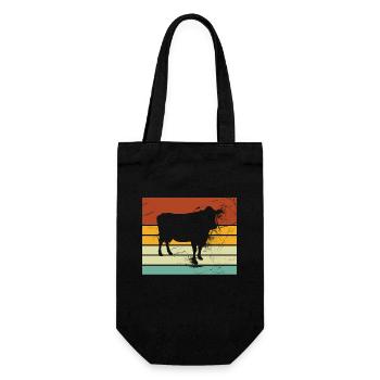 Kuh Retro Muh Landwirt Milch Bauernhof Geschenk - Geschenkbeutel für Flaschen - Schwarz - Vorne