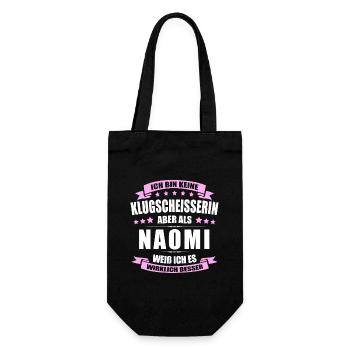 Name Naomi Vorname Klugscheisserin Namenstag - Geschenkbeutel für Flaschen - Schwarz - Vorne