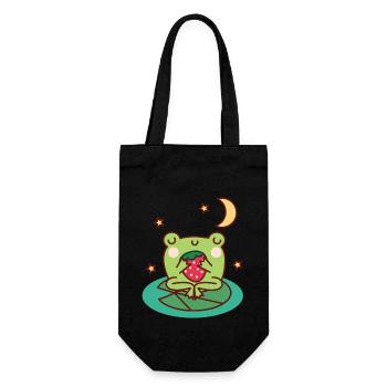 Frog with Strawberry on Lily Pad - Gift Bag for Bottles - black - Front