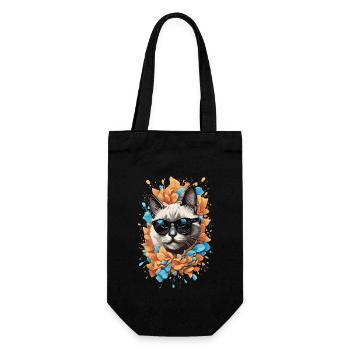 Siamese Cat Meow Cat Lover Design - Gift Bag for Bottles - black - Front