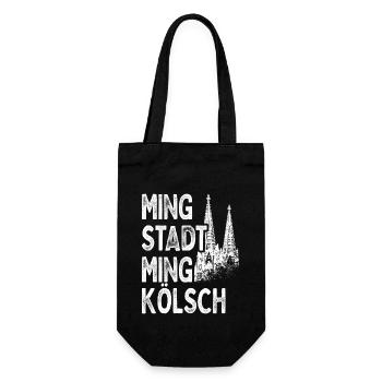 Ming Stadt Ming Kölsch Kölle Kölner Karneval Köln - Geschenkbeutel für Flaschen - Schwarz - Vorne