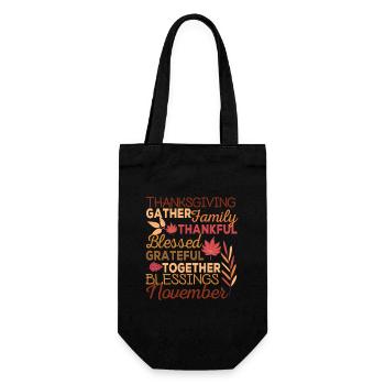 Dankbar Segen Thanksgiving Familie Lustig Urlaub - Geschenkbeutel für Flaschen - Schwarz - Vorne