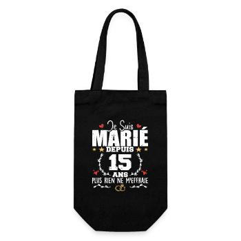 Je Suis Marié Depuis 15 Ans, Cadeau 15 Ans Mariage - Sac à bouteille - noir - Devant