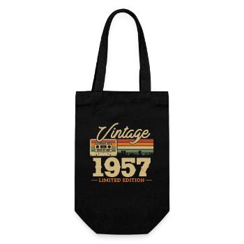 1957 - 66/67 Geburtstag - Geschenkbeutel für Flaschen - Schwarz - Vorne