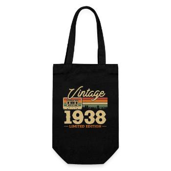 85/86. Geburtstag - 1938 - Geschenkbeutel für Flaschen - Schwarz - Vorne