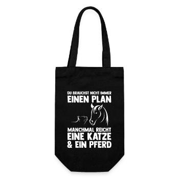Katzen Pferdeliebhaber Katzenliebhaber Pferde - Geschenkbeutel für Flaschen - Schwarz - Vorne