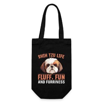 Shih Tzu Life Fluff Fun and Furriness - Geschenkbeutel für Flaschen - Schwarz - Vorne