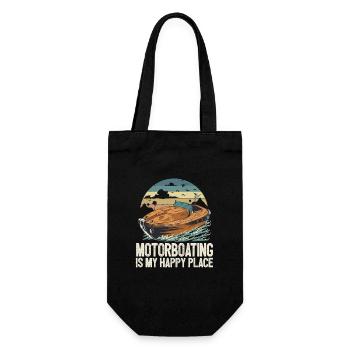 Le bateau à moteur est mon endroit heureux où la vie est meilleure - Sac à bouteille - noir - Devant