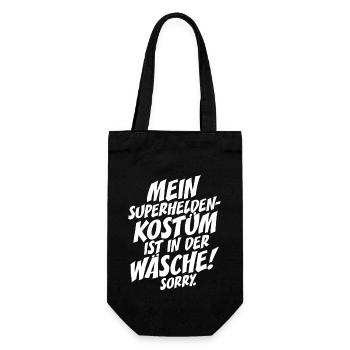 Superheld Kostüm Ist In Der Wäsche Karneval Köln - Geschenkbeutel für Flaschen - Schwarz - Vorne