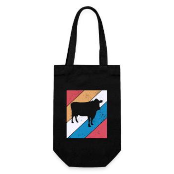 Kuh Retro Muh Landwirt Milch Bauernhof Geschenk - Geschenkbeutel für Flaschen - Schwarz - Vorne