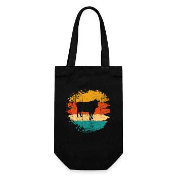 Kuh Retro Muh Milch Bauernhof Geschenk - Geschenkbeutel für Flaschen - Schwarz - Vorne